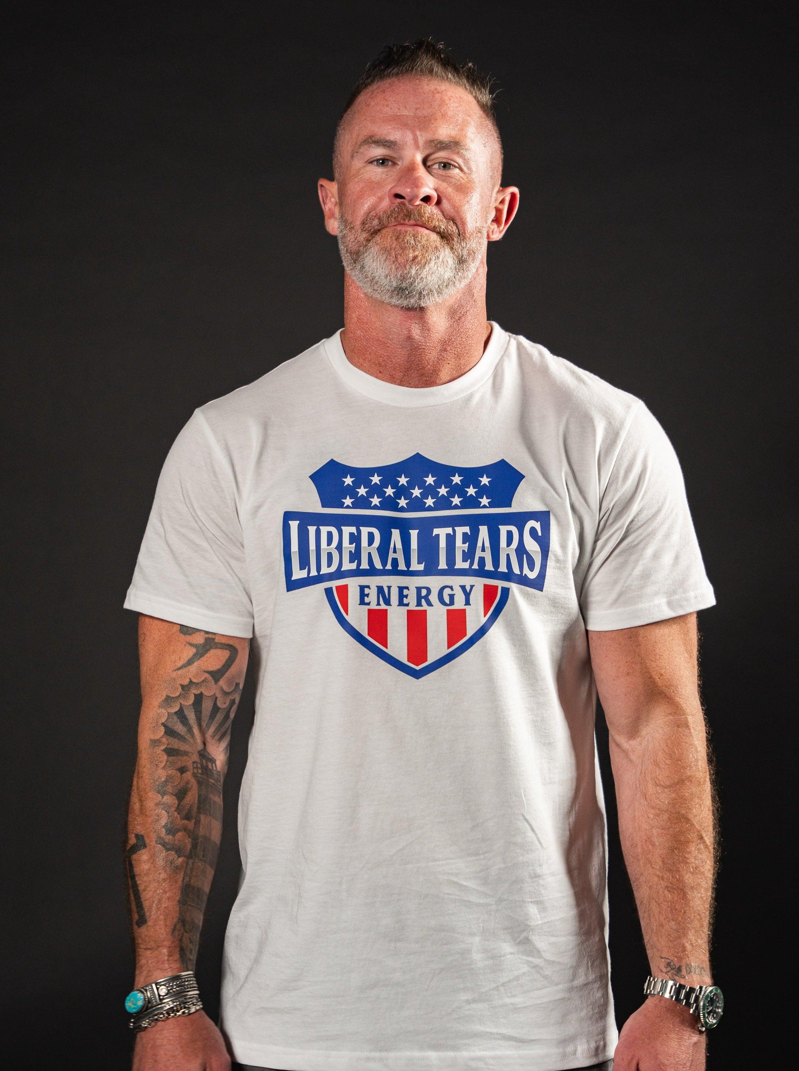 Liberal Tears T-shirt - Shield White - Liberal Tears Energy